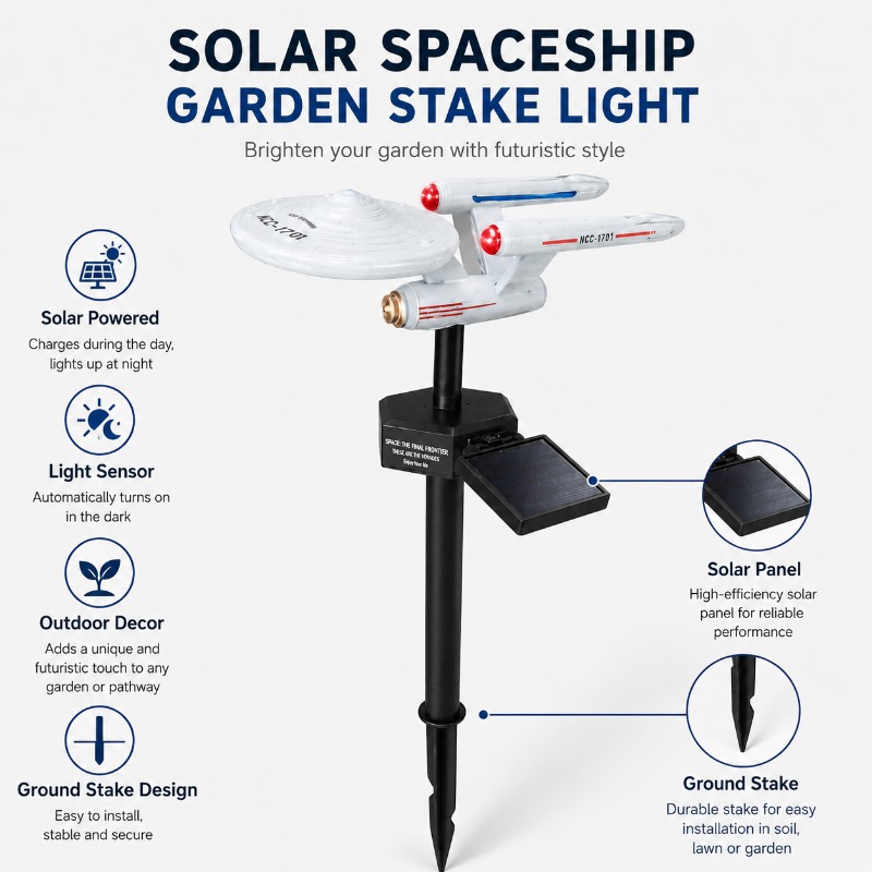 Solar Street Light Led - Star Trek USS Enterprise Solar Garden