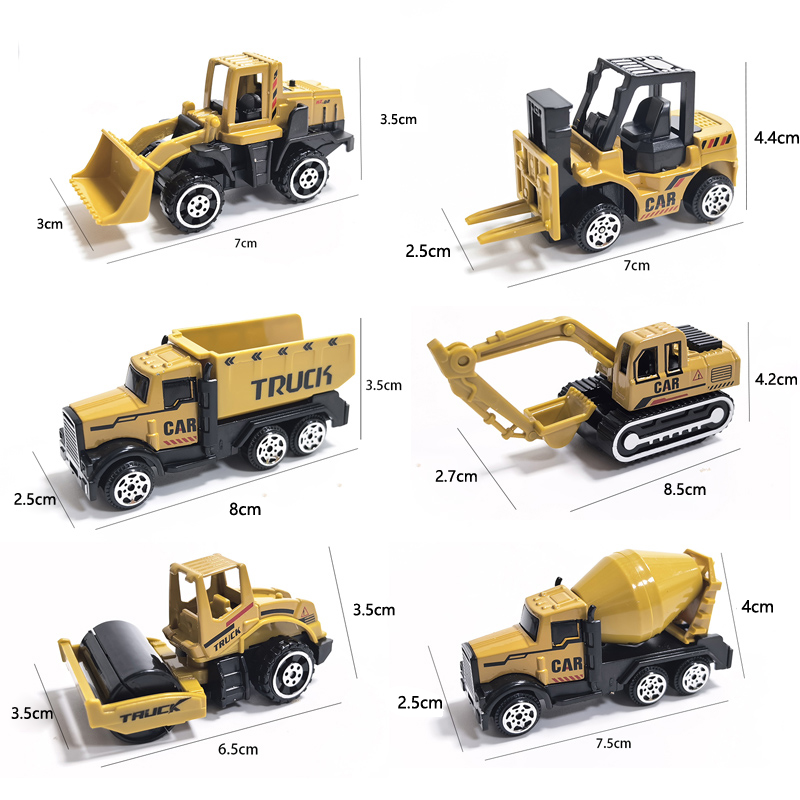 Renewable Energy Model - 6pcs/Set Alloy Crane Truck Car Parking
