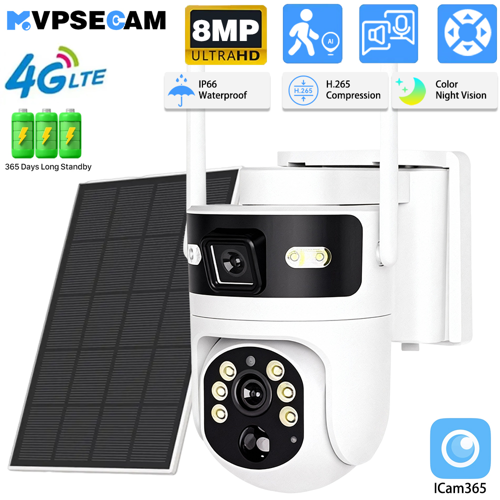 8MP 4K 4G SIM Card PTZ IP Came - Solar Panel Tilt Mount 评论和价格
